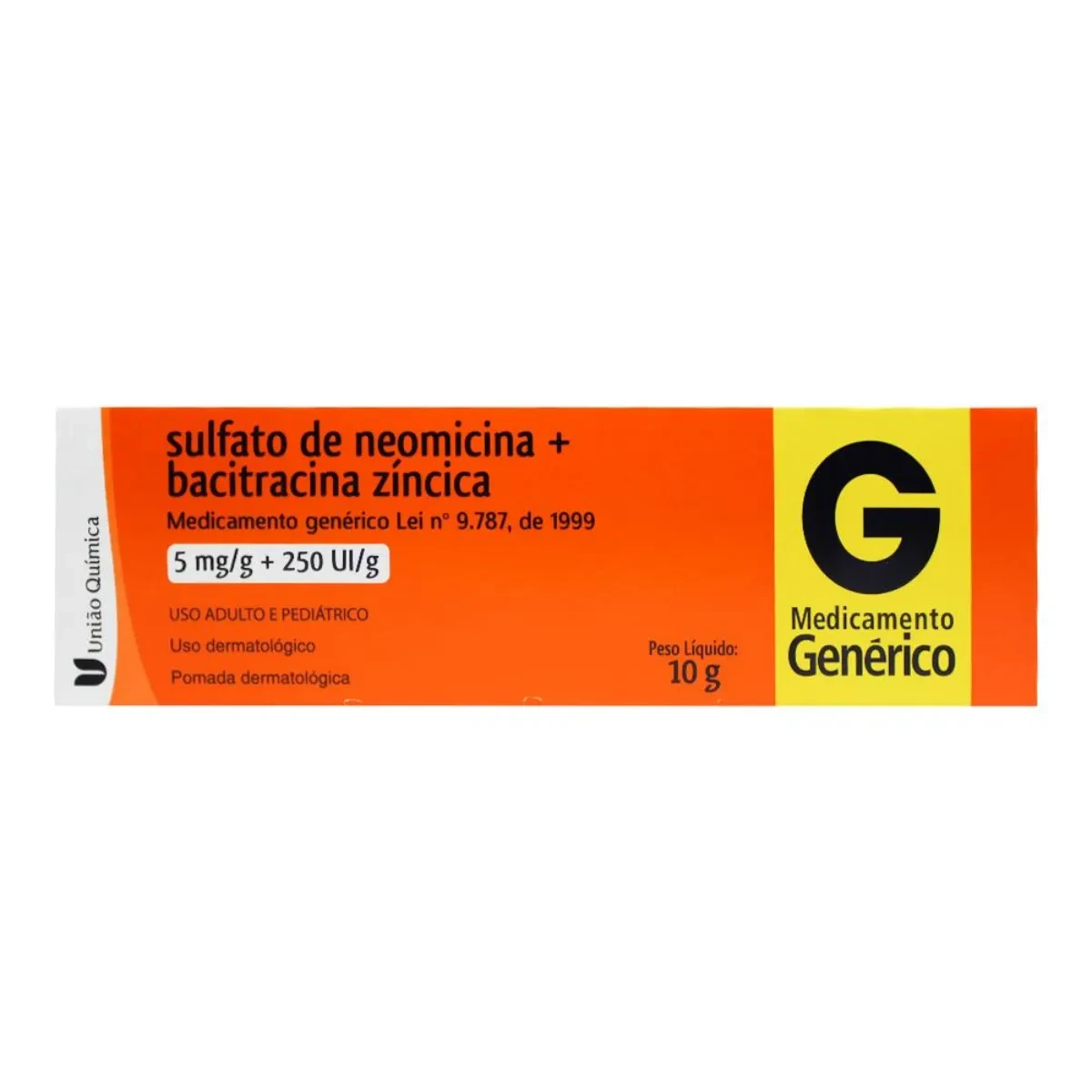 Pomada Sulfato de Neomicina + Bacitracina Zíncica 5mg/g + 250UI/g 10g União Química