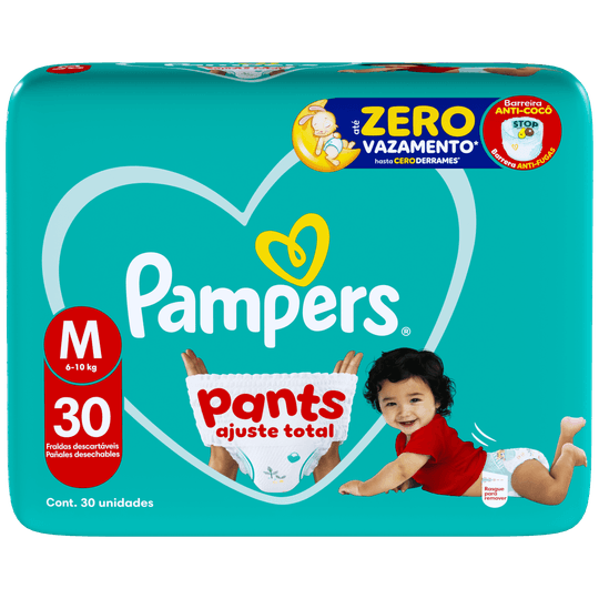 Fralda Pampers Pants Ajuste Total Roupinha M 30 Unidades