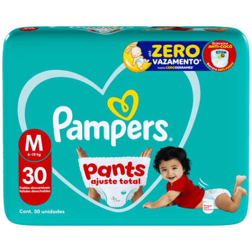 Fralda Pampers Pants Ajuste Total Roupinha M 30 Unidades