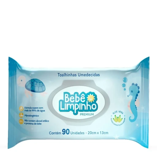 Toalhas Umedecidas Bebê Limpinho Premium 90 Unidades