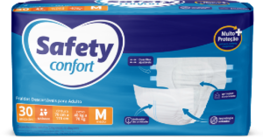 Fralda Geriátrica Safety Confort Econômica Tamanho M 30 Unidades