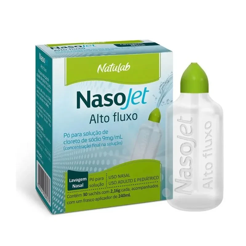 Nasojet Alto Fluxo 30 Sachês 2,16g com Frasco Aplicador 240ml Natulab