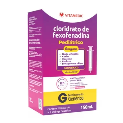 Cloridrato de Fexofenadina 6mg/ml Suspensão Oral 150ml Vitamedic Genérico