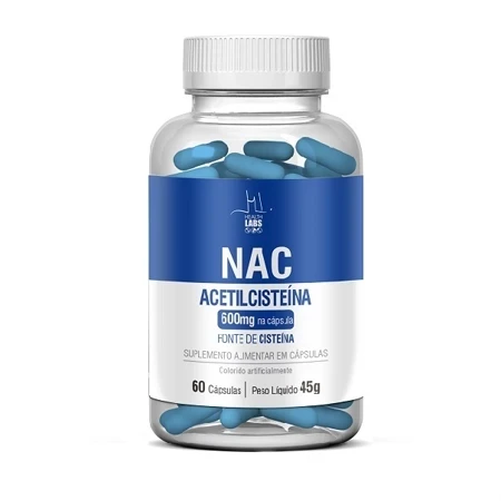 NAC Acetilcisteína 600mg 60 Cápsulas Health Labs