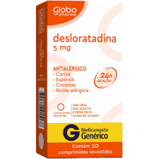 Desloratadina 5mg Genérico Globo Pharma 10 Comprimidos Revestidos