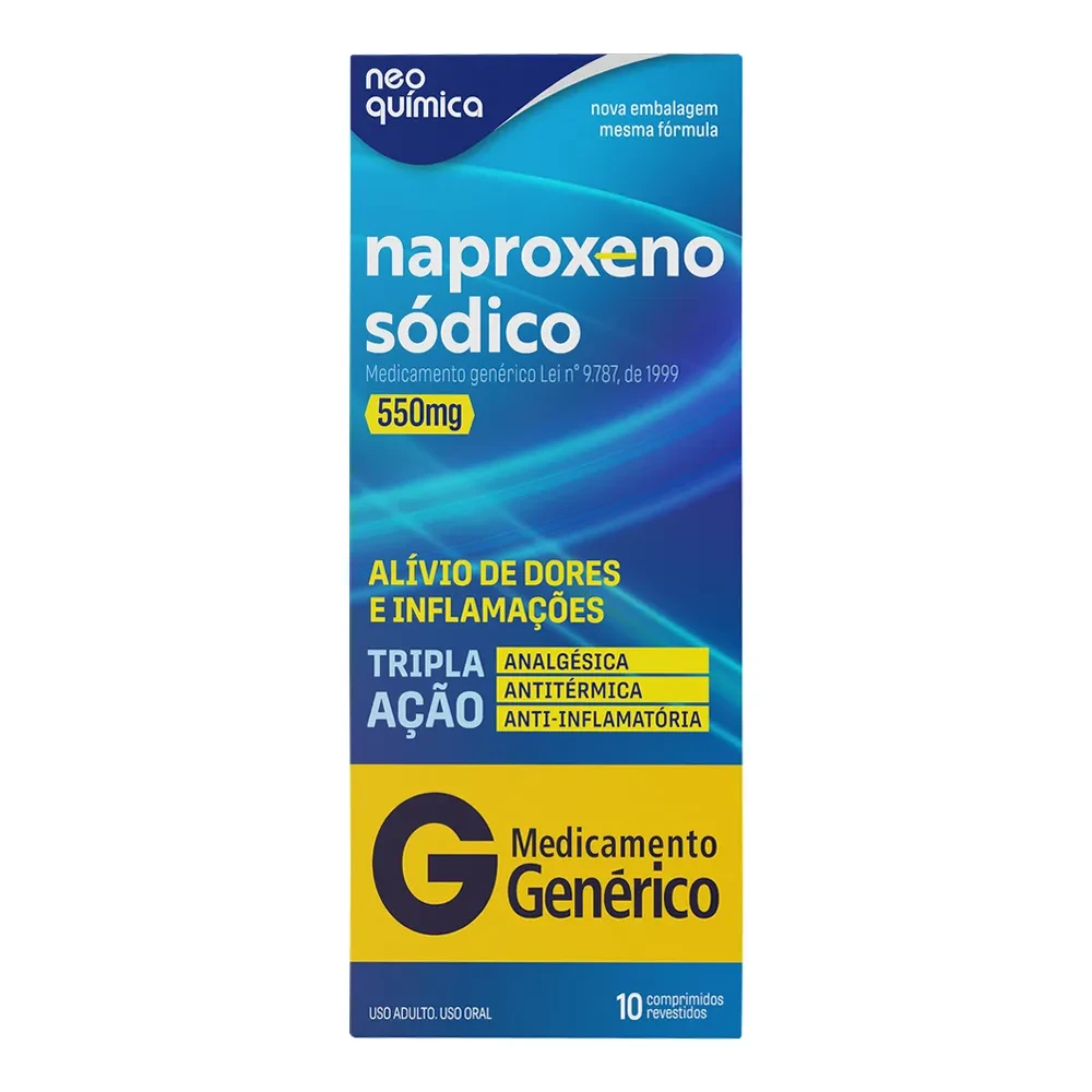 Naproxeno Sódico 550mg Genérico Neo Química 10 Comprimidos