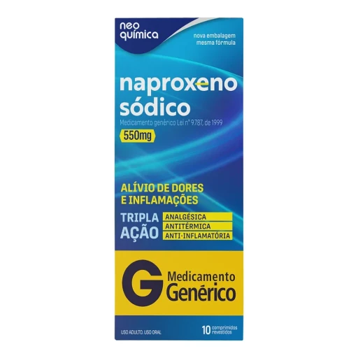 Naproxeno Sódico 550mg Genérico Neo Química 10 Comprimidos