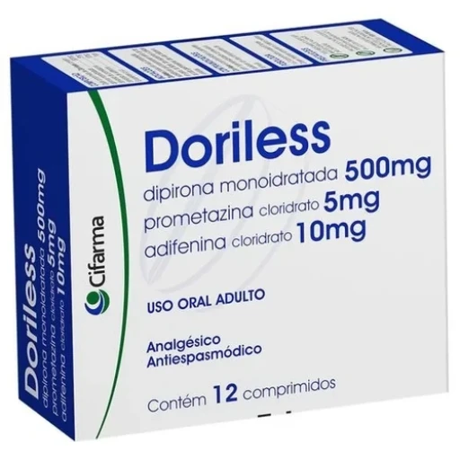 Doriless 500mg + 5mg + 10mg Com 12 Comprimidos