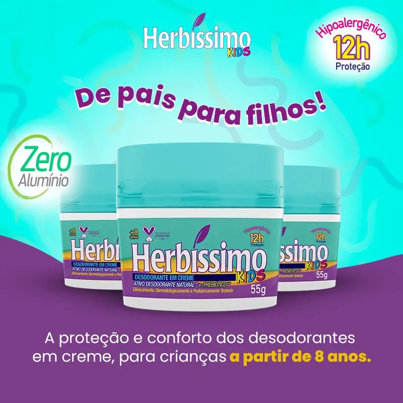 Desodorante Creme Antitranspirante Herbíssimo Kids 55g