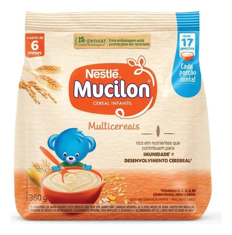 Cereais Infantil Mucilon Arroz & Aveia Integral Pacote 360g Nestlé