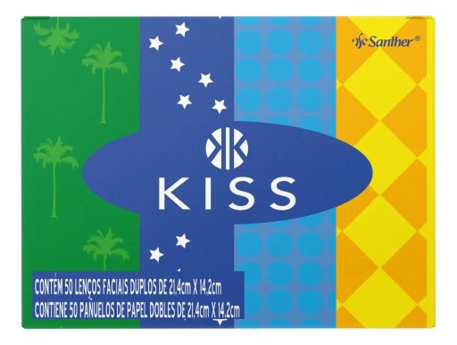 Lenço de Papel Folha Dupla Kiss Caixa 50 Unidades