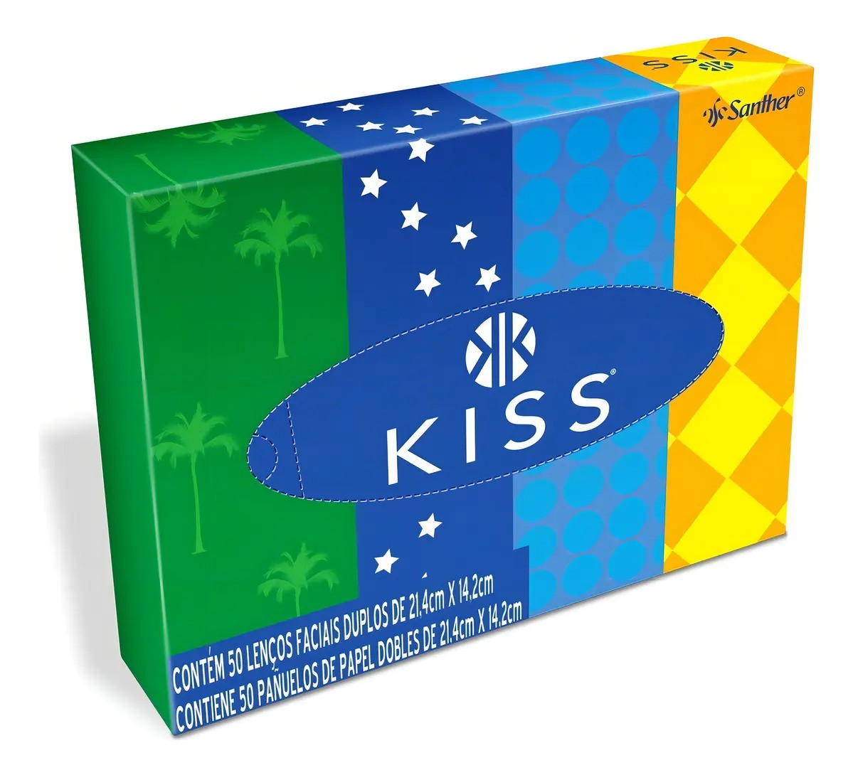 Lenço de Papel Folha Dupla Kiss Caixa 50 Unidades