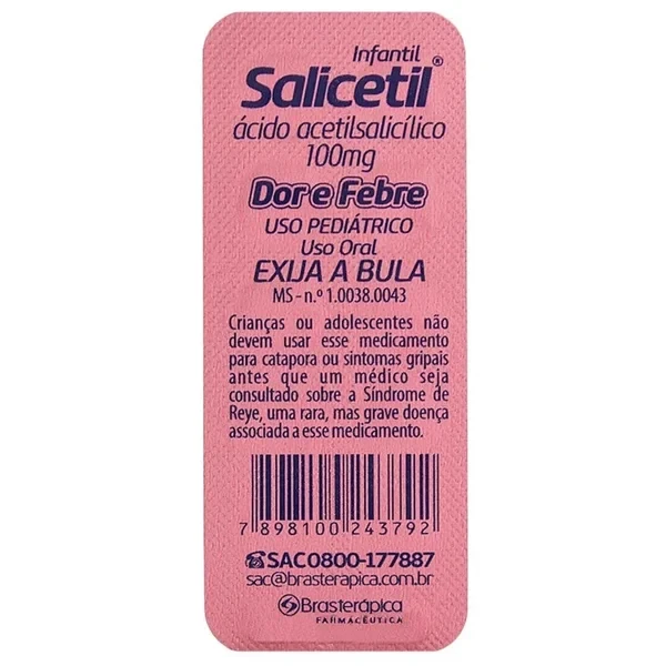Salicetil 100mg 10 Comprimidos Brasterápica