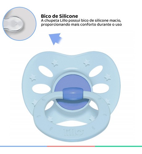 Chupeta De Silicone Extra Air Tam.01 Azul - Lillo Liso Período de idade 0-6 meses