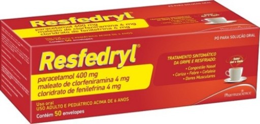 Resfedryl 400mg + 4mg + 4mg Pó para Solução Oral 50 Envelopes de 5g Pharmascience