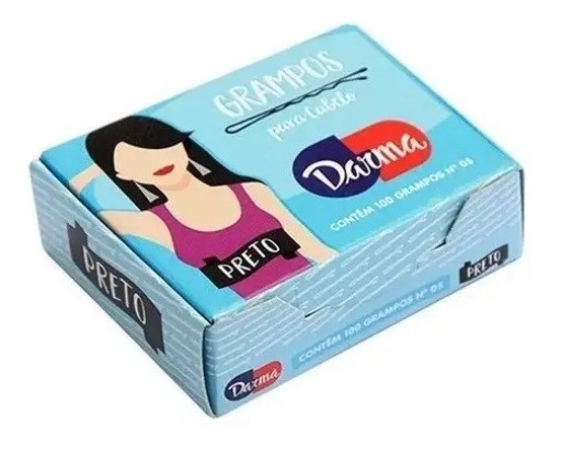 Grampo de Cabelo Preto 5 cm Darma 100 Unidades Aço Resistente