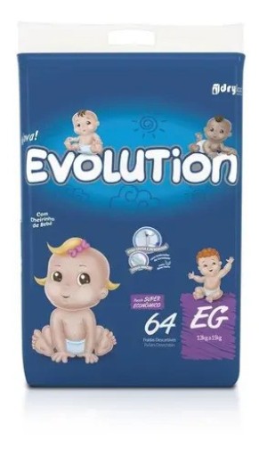 Fralda Dry Evolution Eg Pacotão com 64 Unidades Tamanho Extra grande (XG)