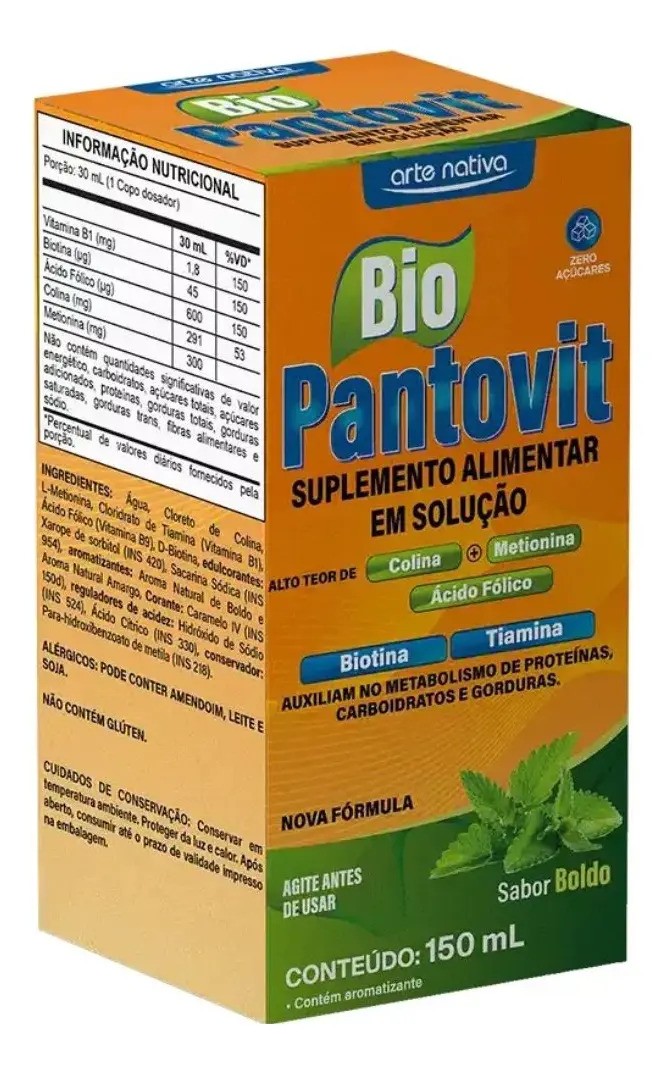Suplemento Vitamínico Bio Pantovit 150ml Sabor Boldo Vegano Arte Nativa
