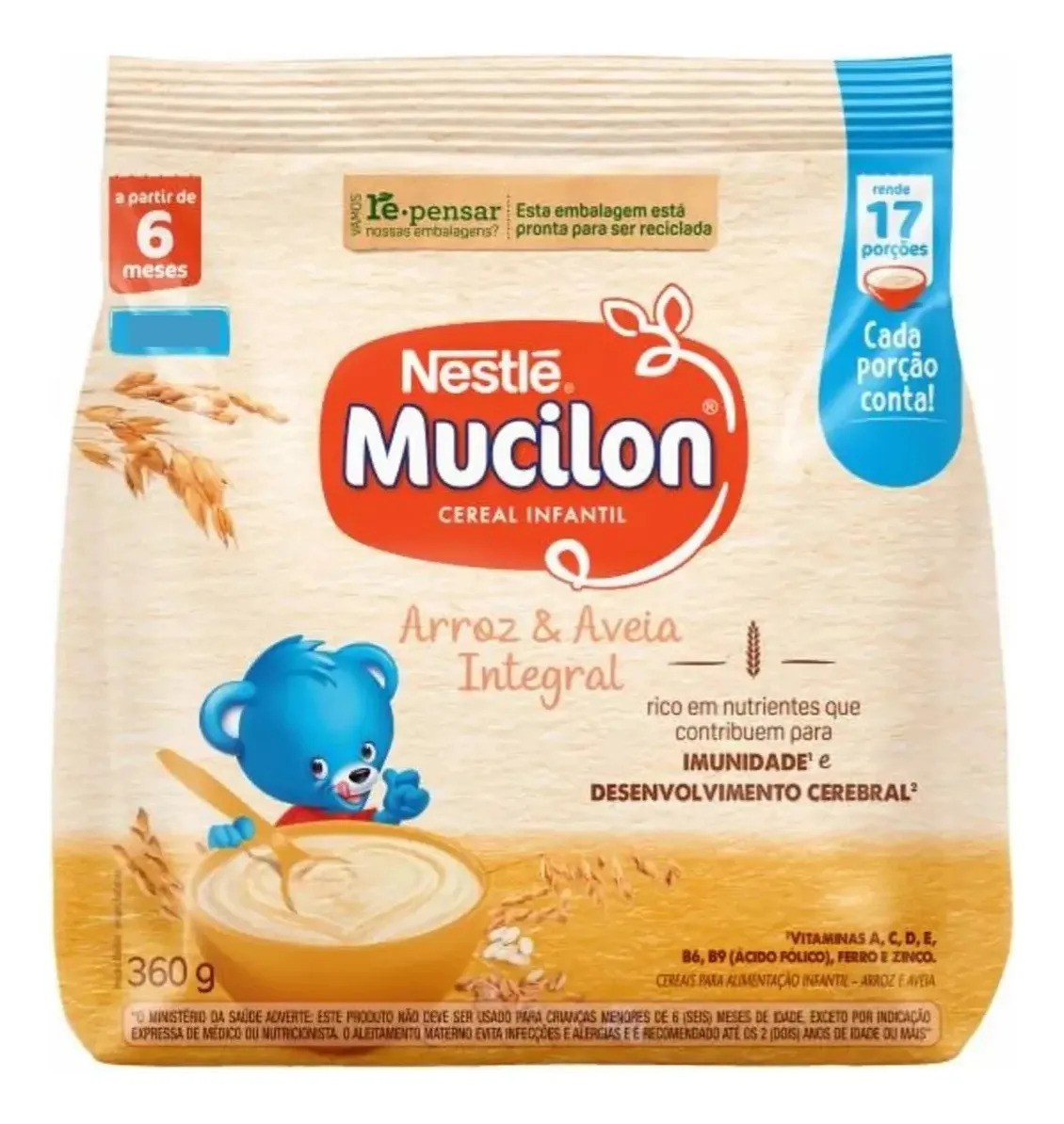 Cereal Infantil Sabor Arroz E Aveia 360g Mucilon
