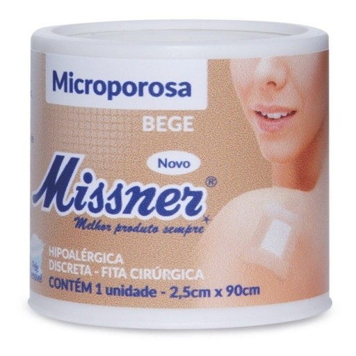 Fita Microporosa Bege Missner 2,5cm X 90cm C/30 Un