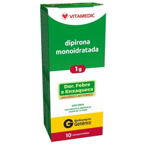 Dipirona Monoidratada 1g 10 Comprimidos Vitamedic
