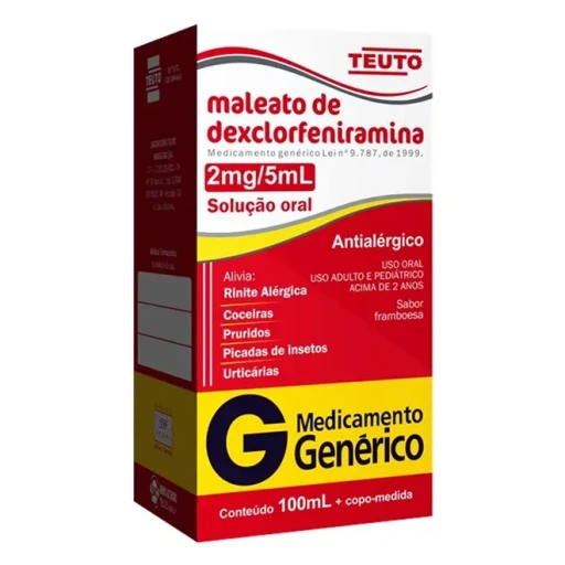 Maleato de Dexclorfeniramina 0,4mg/mL Solução Oral 100mL Teuto