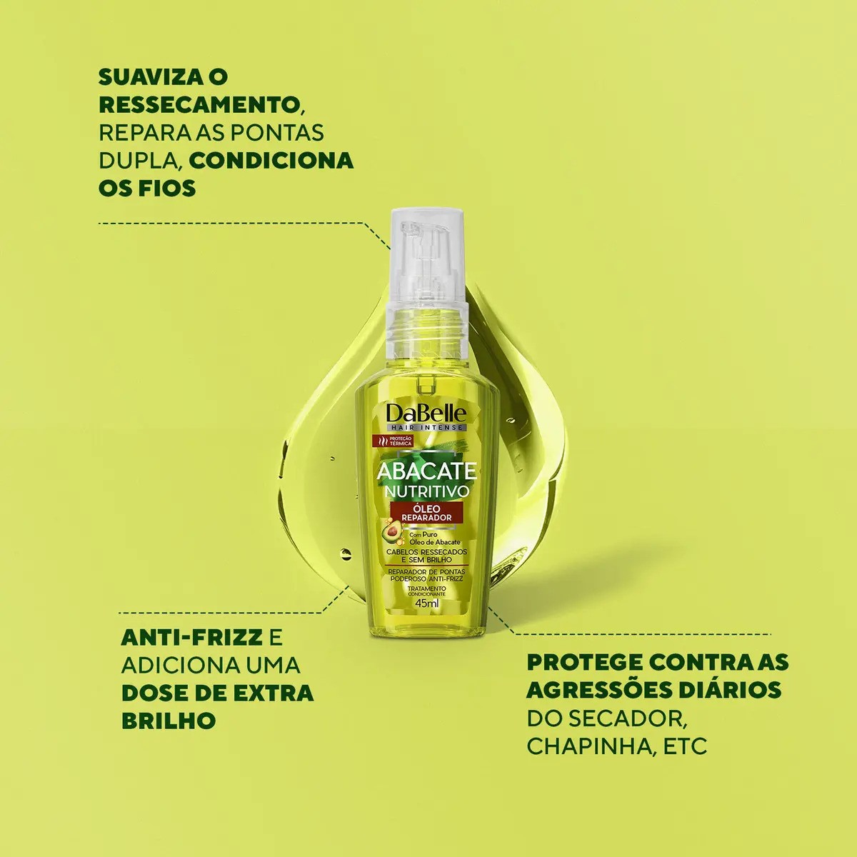 Óleo Reparador Abacate Nutritivo DaBelle Hair - 45ml