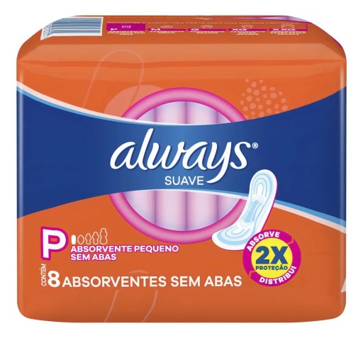Absorvente Always Super Proteção Suave Sem Abas - 8 Unidades