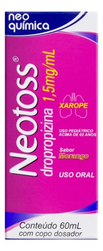 Xarope Neotoss 1,5 mg/mL Morango Neo Química Caixa 60 ml + Copo Dosador