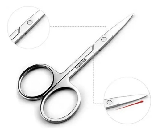 Tesoura Profissional para Unha e Cílios Aço Inox Manicure Cor Cinza