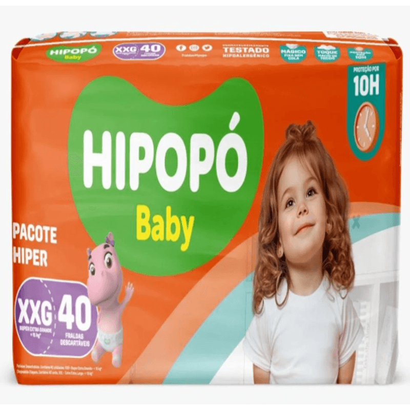 Fralda Descartável Hipopo Baby Hiper XXG 40 Unidades