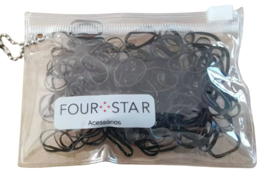Imagens - Elásticos de Silicone para Cabelo Four Star Preto 1200 Unidades