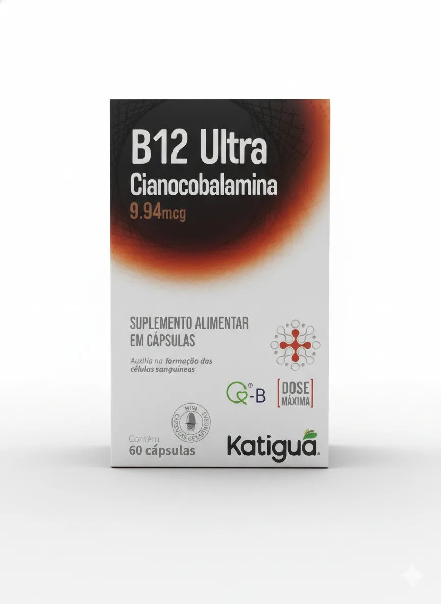 B12 Ultra 9,94mcg Cianocobalamina 60 Caps Katigua Sem sabor