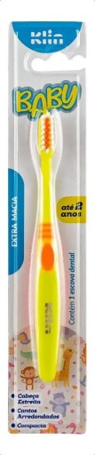 Escova de Dente Baby com Cerdas Extra Macias Pequena Klin Cor Amarelo