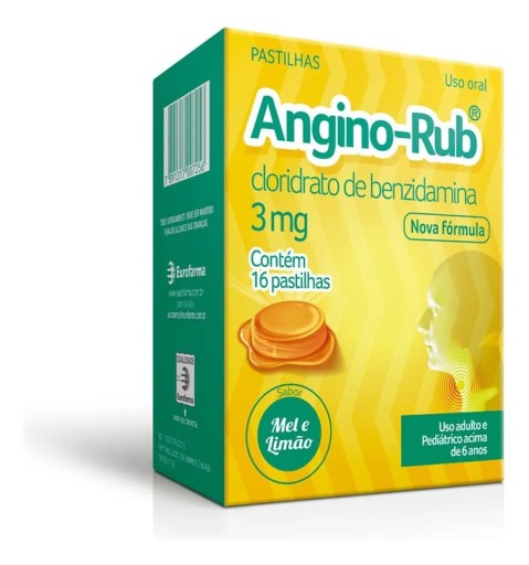 Angino-Rub 3mg Sabor Mel e Limao 16 Pastilhas