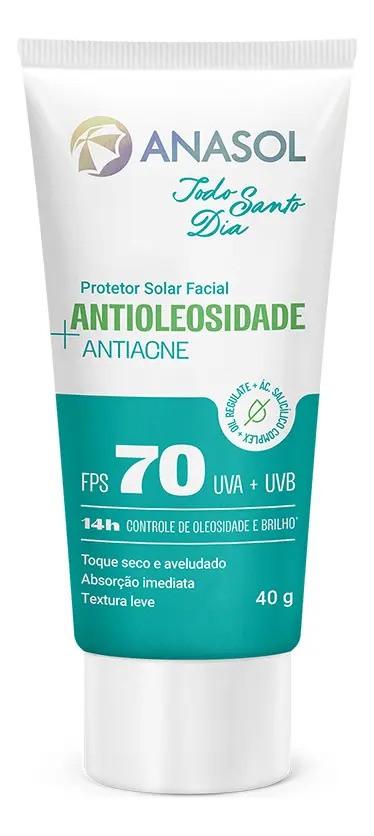 Anasol Protetor Solar Facial Antioleosidade Antiacne FPS 70 Todo Santo Dia
