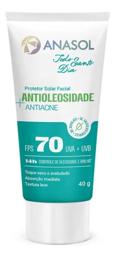 Anasol Protetor Solar Facial Antioleosidade Antiacne FPS 70 Todo Santo Dia