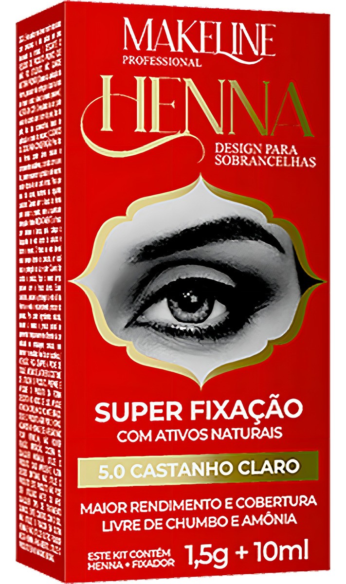 Henna para Sobrancelhas Mikeline 1,5g + Fixador 10ml Cor Castanho Claro 5.0