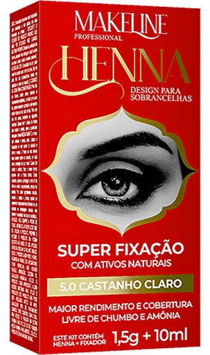 Henna para Sobrancelhas Mikeline 1,5g + Fixador 10ml Cor Castanho Claro 5.0