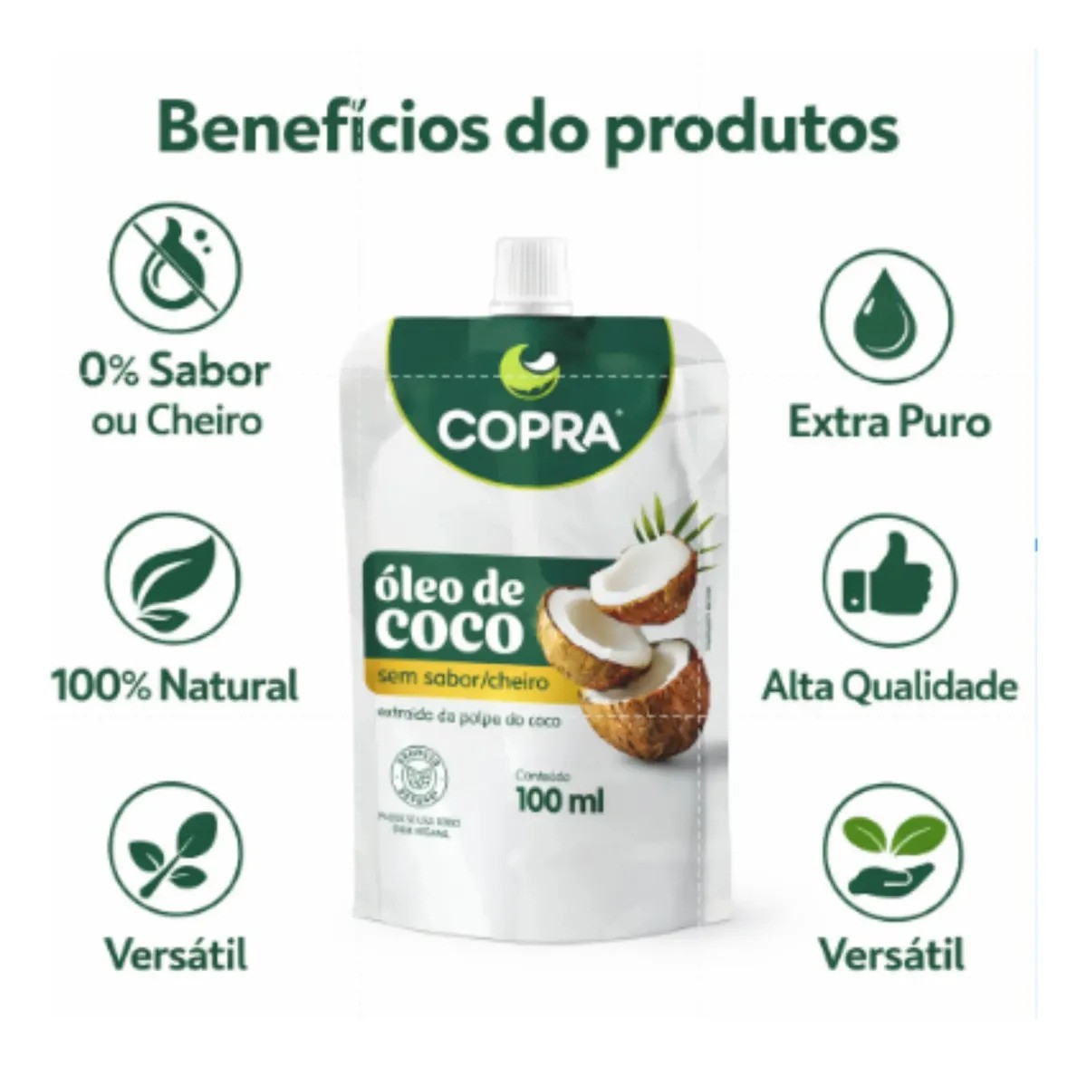Óleo de Coco Copra 100 ml Sem Sabor Sem Cheiro