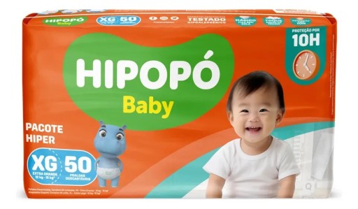 Fralda Hipopó Baby Hiper - Tam: G Descartavel 60 Unidades Extra Grande (xg) Sem Gênero