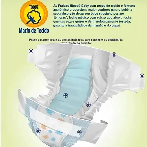 Fralda Hipopó Baby Hiper - Tam: G Descartavel 60 Unidades Extra Grande (xg) Sem Gênero