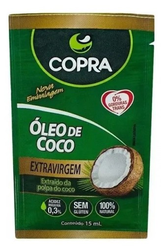 Óleo de Coco Copra Extra Virgem Sachê 15 mL Vegano Natural