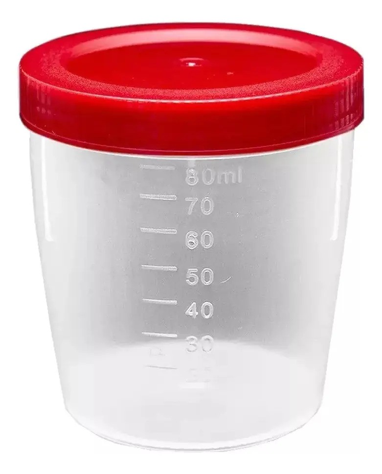 Frasco Coletor Estéril 80 mL J.Prolab com Pá Tampa Rosca Unidades