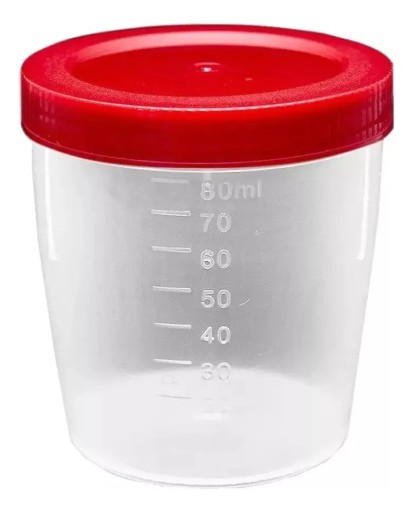 Frasco Coletor Estéril 80 mL J.Prolab com Pá Tampa Rosca Unidades