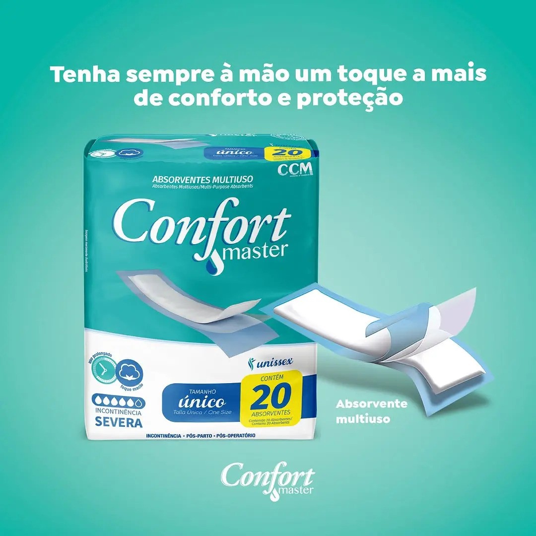 Absorvente Geriátrico Confort Master Multiuso com 20 Unidades