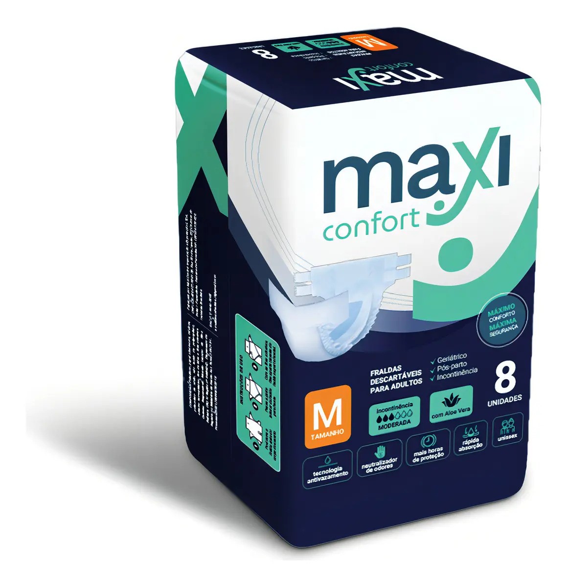 Fralda Geriátrica Maxi Confort Tamanho Médio (M)