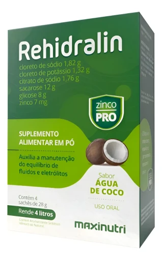 Rehidralin Massime Suplemento Nutricional Pó 28g Água de Coco 4 Porções