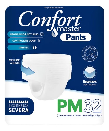 Fralda Geriátrica Adulto Confort Master Pants P/M - 32 Unidades