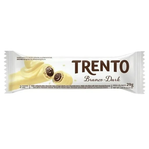Wafer Recheado Trento Branco Dark 29g Peccin
